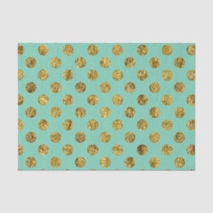 Papel De Seda Pontos Dourados Glam e da hortelã