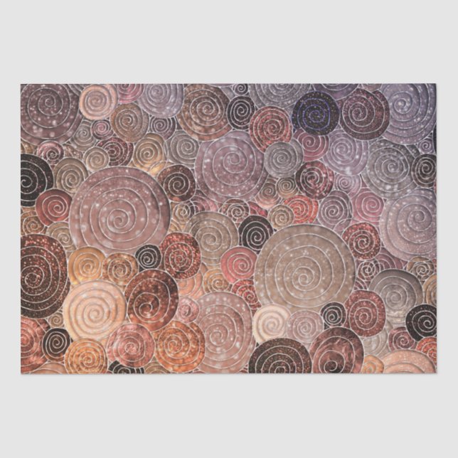 Papel De Seda Pontos e círculos luminosos de luxo - Castanho que (Frente )
