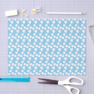 Papel De Seda Pontos e corações brancos azul-bebê