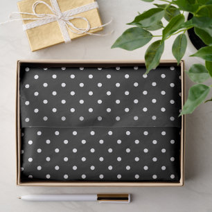 Papel De Seda Pontos Pequenos Pretos e Brancos Chic