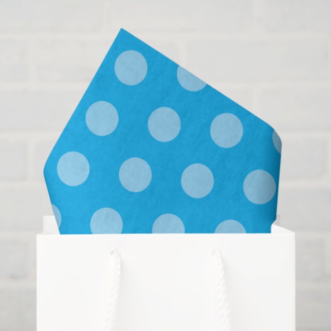 Papel De Seda Pontos Polka Azul Claro (Sacola de presentes)