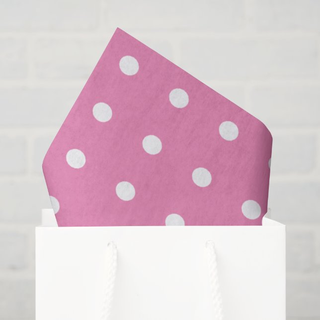 Papel De Seda Pontos Polka Rosa e Branco (Sacola de presentes)