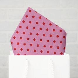 Papel De Seda Pontos Polka Vermelhos no Rosa