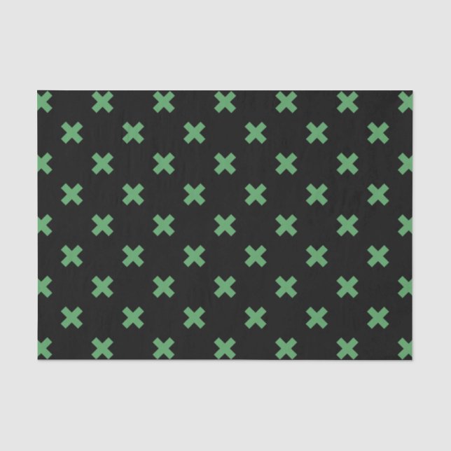 Papel De Seda Pontos verdes cruzados em preto (Frente )