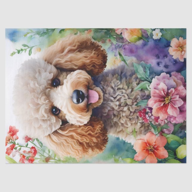 Papel De Seda Poodle Colorful Flowcolor Watercolor (Frente )