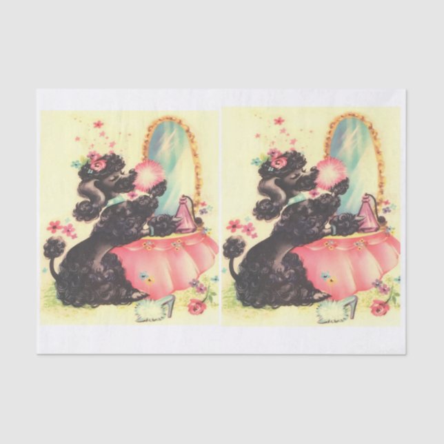 Papel De Seda Poodle de Vintage para Desligar (Frente )