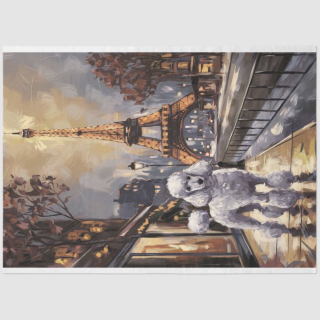 Papel De Seda Poodle em Paris pintando a página de dissociação (Frente )