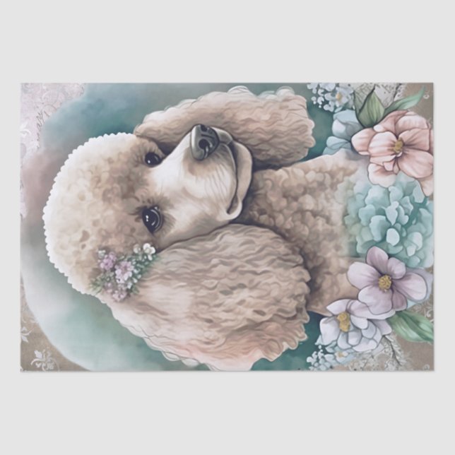 Papel De Seda Poodle Floral Dog (Frente )