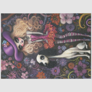 Papel De Seda Poodle Padrão de Garota Gótica Desarticulada