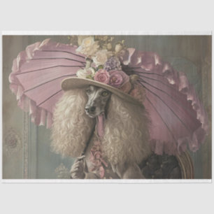 Papel De Seda Poodle Padrão Francês em Descamação Rosa