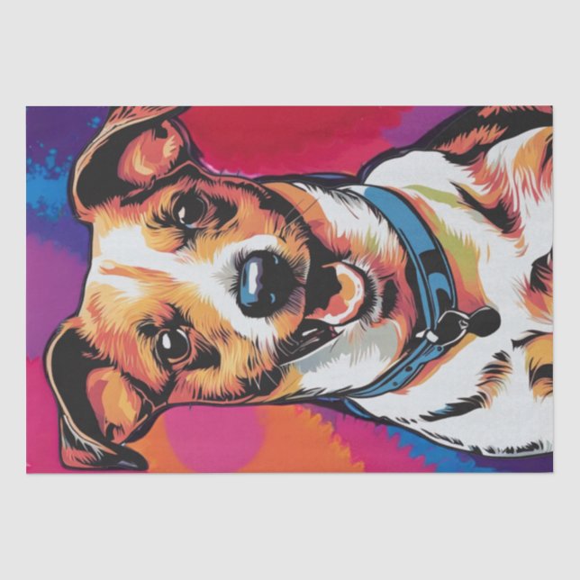 Papel De Seda Pop Art Pup: Jack Russell Terrier Decoupage (Frente )