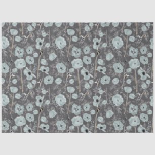 Papel De Seda Poppies Cinzas Azuis Carvões