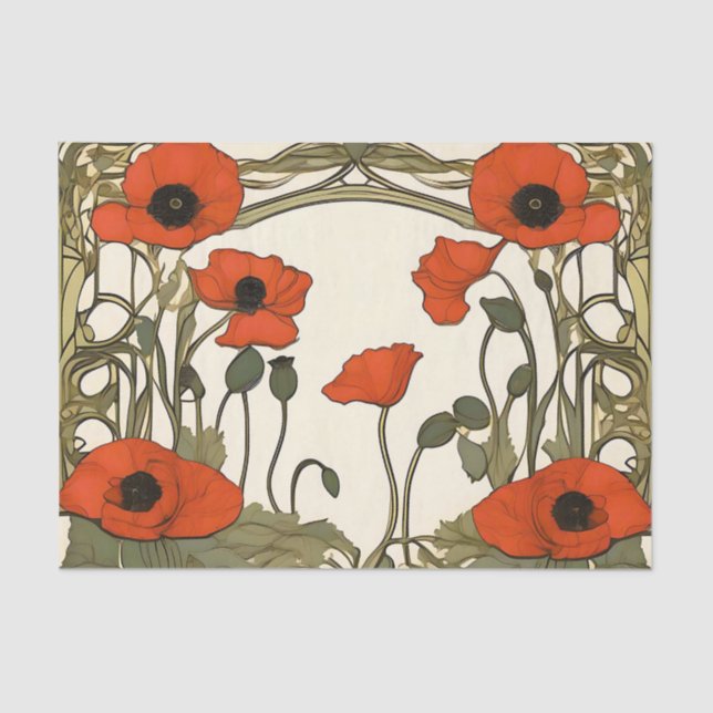 Papel De Seda Poppies Elegantes Art Nouveau (Frente )