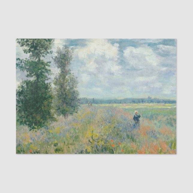 Papel De Seda Poppy Fields perto do Argenteuil por Claude Monet (Frente )