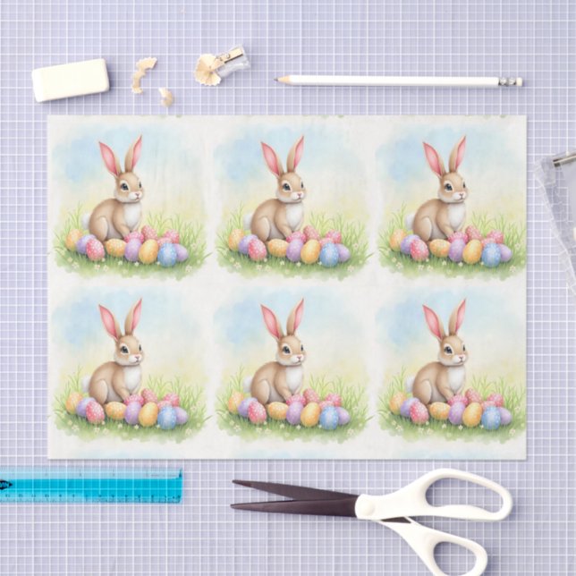Papel De Seda Popular Cute Easter Bunny And Eggs Collection (Arte )