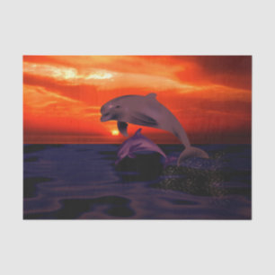 Papel De Seda Por do sol alaranjado de salto náutico do oceano
