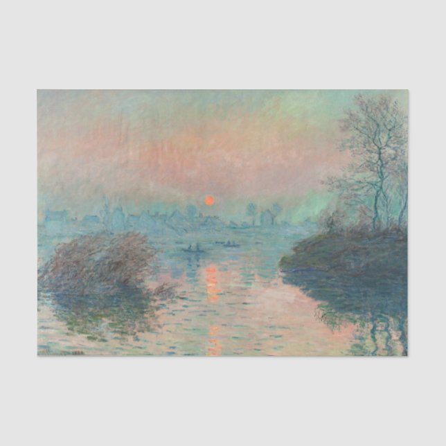 Papel De Seda Pôr do sol de Monet no Sena Arte Fina Impressionis (Frente )