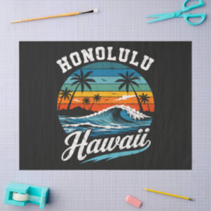 Papel De Seda Pôr do sol de surf em Honolulu Havaí