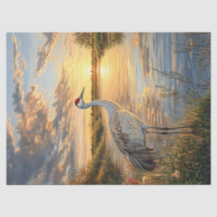 Papel De Seda Pôr do sol do Grou-do-canadá no Decoupage do Pânta