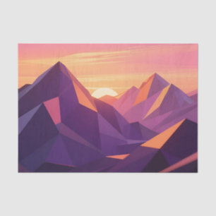 Papel De Seda Pôr do Sol Geométrico de Montanha Low Poly