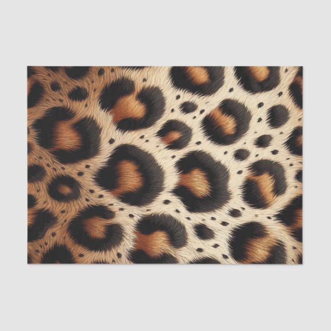 Papel De Seda Porcas de Peles de Leopardo bege e preto (Frente )