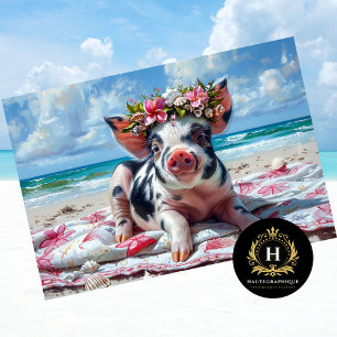 Papel De Seda Porco da Praia Natação Oceano Decoupage