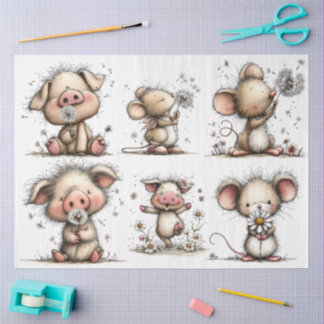 Papel De Seda Porco e Rato Caprichosos na Primavera