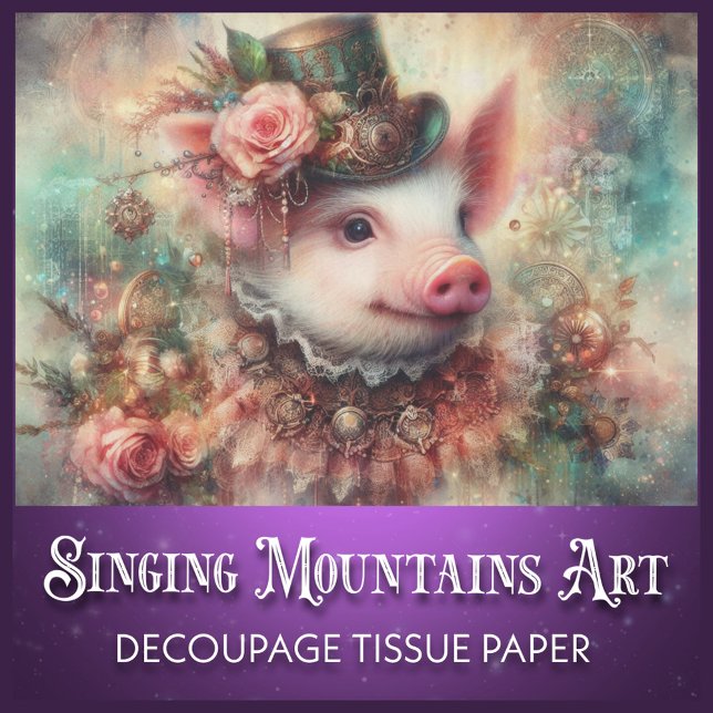 Papel De Seda Porco Místico de Fantasia Steampunk Decoupage (Criador carregado)