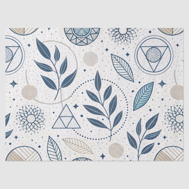 Papel De Seda Porta Geométrica Azul (Frente )