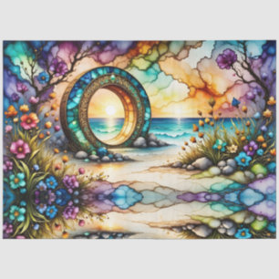 Papel De Seda Portal Misterioso Floral Ocean Beach