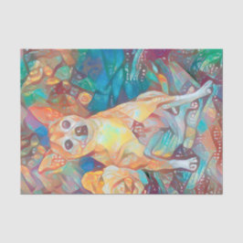 Papel De Seda Portrato marrom azul de Chihuahua