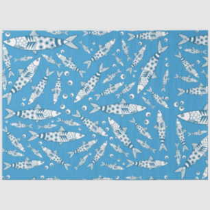 Papel De Seda Português Lisboa Sardinha Padrão Azulejos Azul