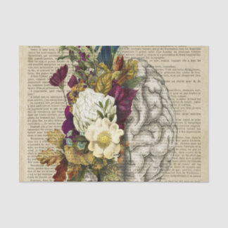 Papel De Seda poster de anatomia do cérebro floral médico
