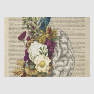 Papel De Seda poster de anatomia do cérebro floral médico