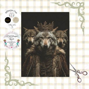 Papel De Seda Pôster de Arte de Lobo Gótico Real Descoupado