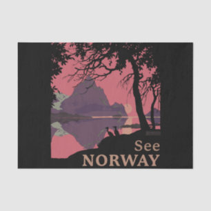 Papel De Seda Pôster Minimalista do Pôr do Sol na Noruega - Fior