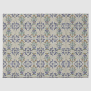 Papel De Seda Pote De Flor Antiquado Com Azulejo Delft