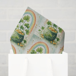 Papel De Seda Pote de Ouro Vintage e Padrão de Arco-Íris