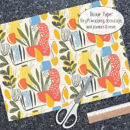 Papel De Seda Pote do Jardim de Cores Vibrantes do Estilo do Fua