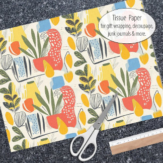 Papel De Seda Pote do Jardim de Cores Vibrantes do Estilo do Fua