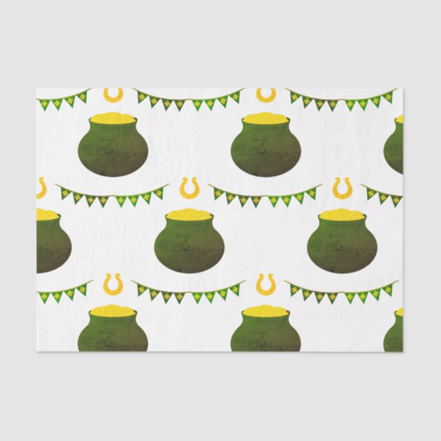 Papel De Seda Potes de Douradas e Ferraduras (Frente )