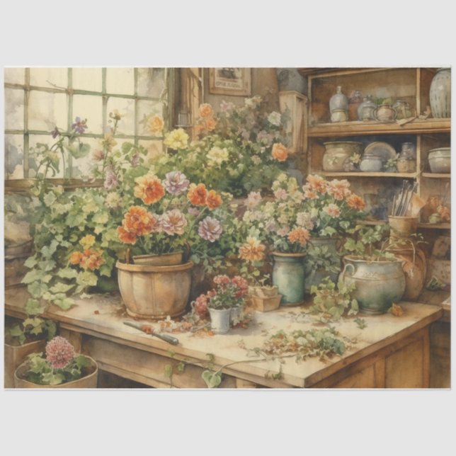 Papel De Seda Potes de flores (Frente )