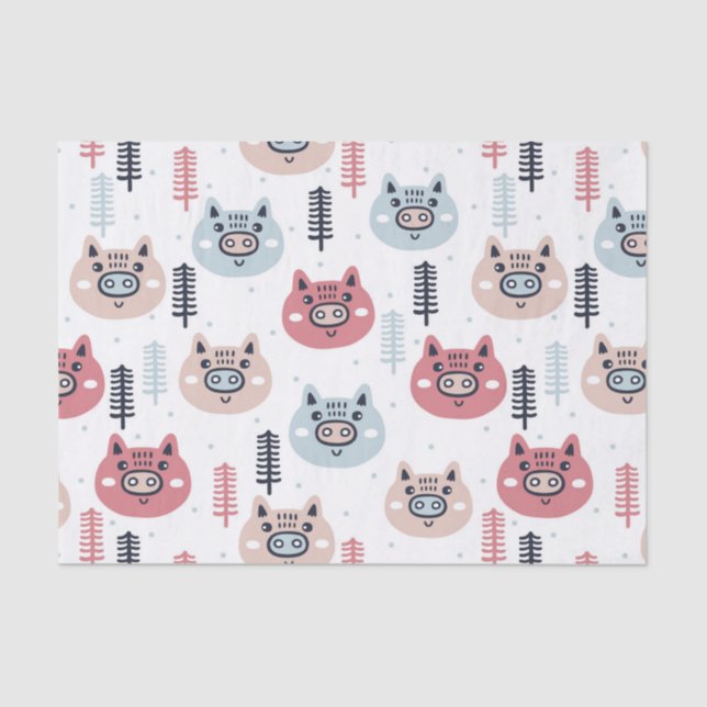 Papel De Seda Pouco Natal Piggies festivo (Frente )