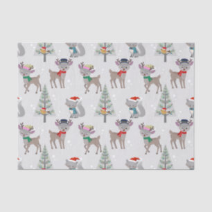 Papel De Seda Poucos cervos festivos da floresta do Natal