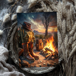 Papel De Seda Pradaria de incêndio das botas de cowboy ocidentai