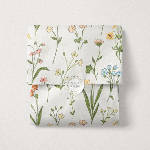 Papel De Seda Prado Rústico de Flores Silvestres Desenhado à Mão