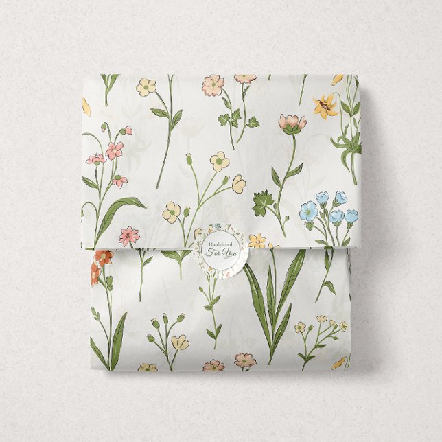 Papel De Seda Prado Rústico de Flores Silvestres Desenhado à Mão (Criador carregado)