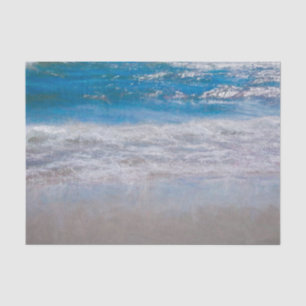 Papel De Seda Praia Blue Costeira Onda Arte Tropical