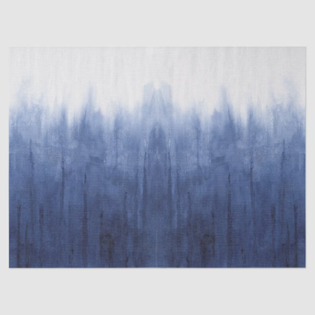 Papel De Seda Praia Costeira Moderna Azul n Branco Tie Dye Shibo (Frente )