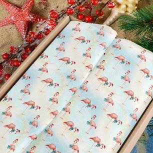Papel De Seda Praia de Natal Tropical Flamingo